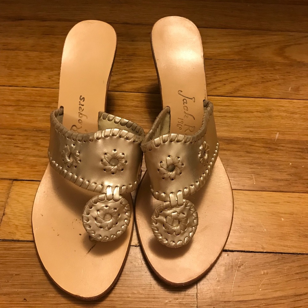 Jack Rogers Platinum Mid Wedge Size 8